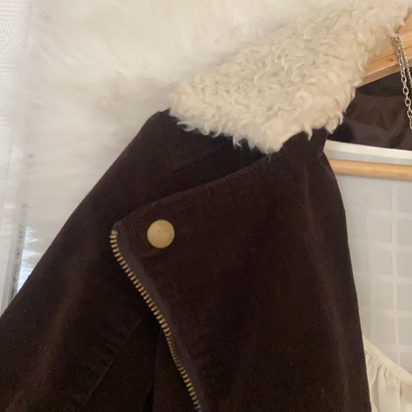 • § Corduroy Brown Shearling Jacket Coat § • - Picture 3 of 6